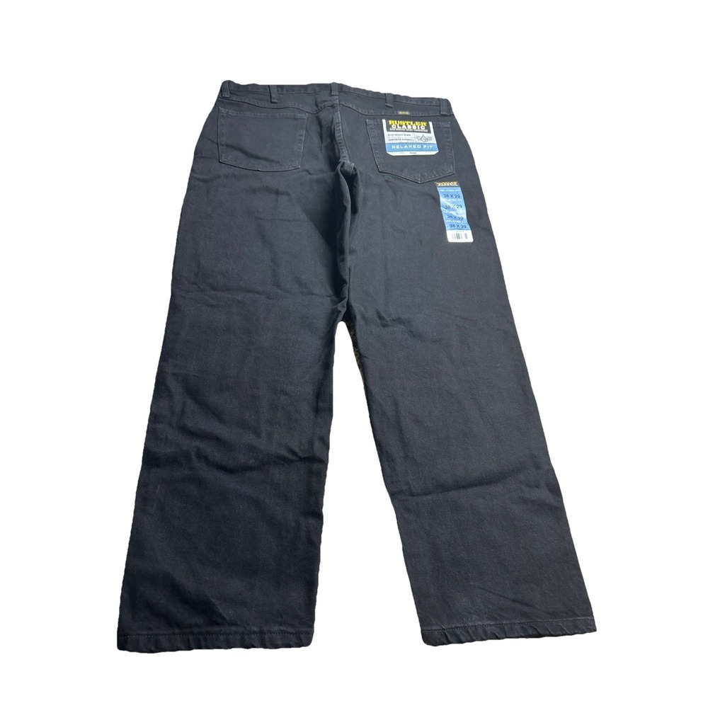 Rustler Classic Mens Jeans 38x29 Black Relaxed Fit Heavyweight Denim